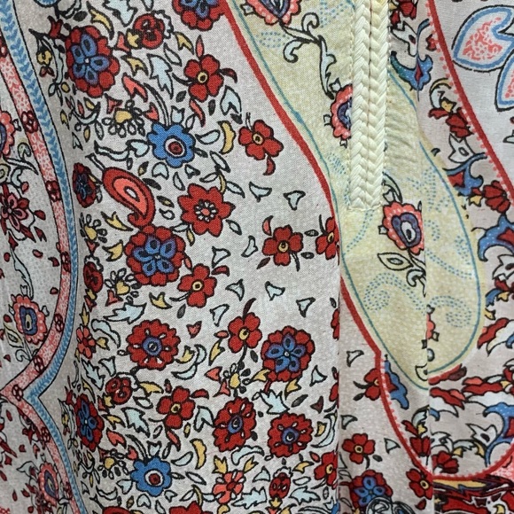 SUNDANCE Terrazzo Top XS Peasant Paisley Lace Fringe Trim Long Sleeves B… - Picture 7 of 13